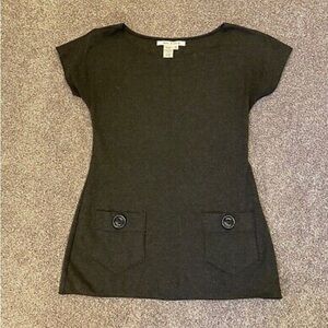 Max Studio Womens Short Sleeves Boat Neck Gray Stretch Tunic Top Size M …